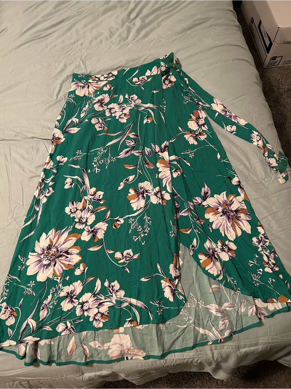Maurices Emerald Green Floral Wrap Maxi Skirt